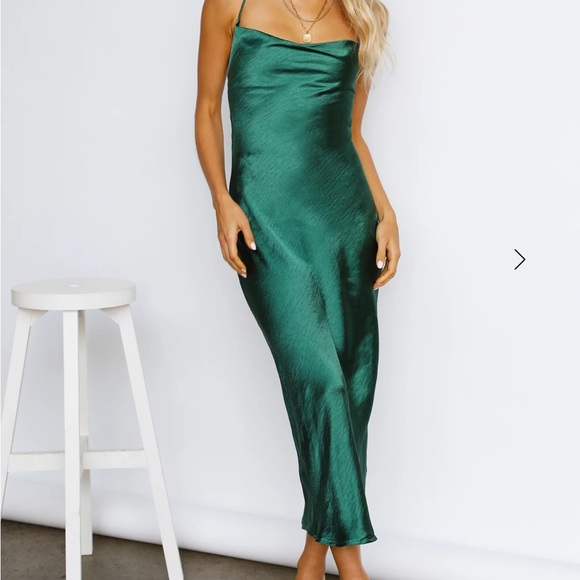 Hello Molly Dresses & Skirts - Hello Molly Emerald Satin Midi Dress